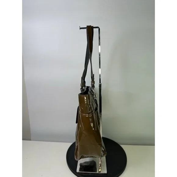 COACH Patent Leather Embossed Shoulder Bag # F17728 Green